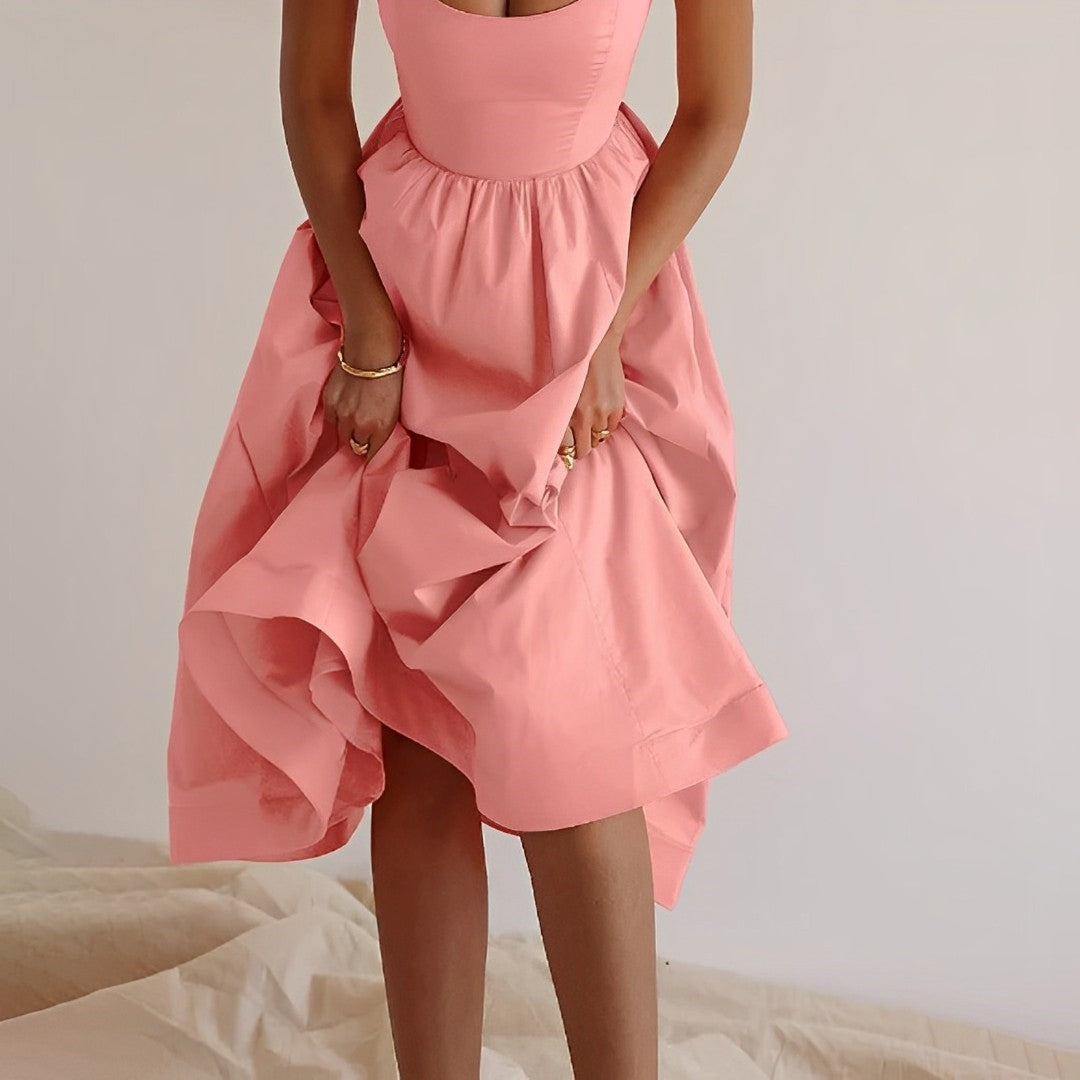 Sophia | Women's Midi Dress with A-Line Skirt-The Yellow Prime