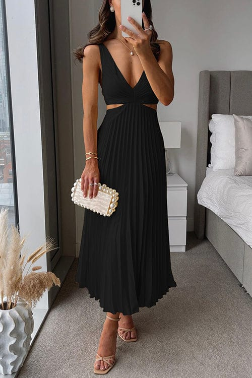 Sophia | Women's Midi Dress with Pleats-The Yellow Prime