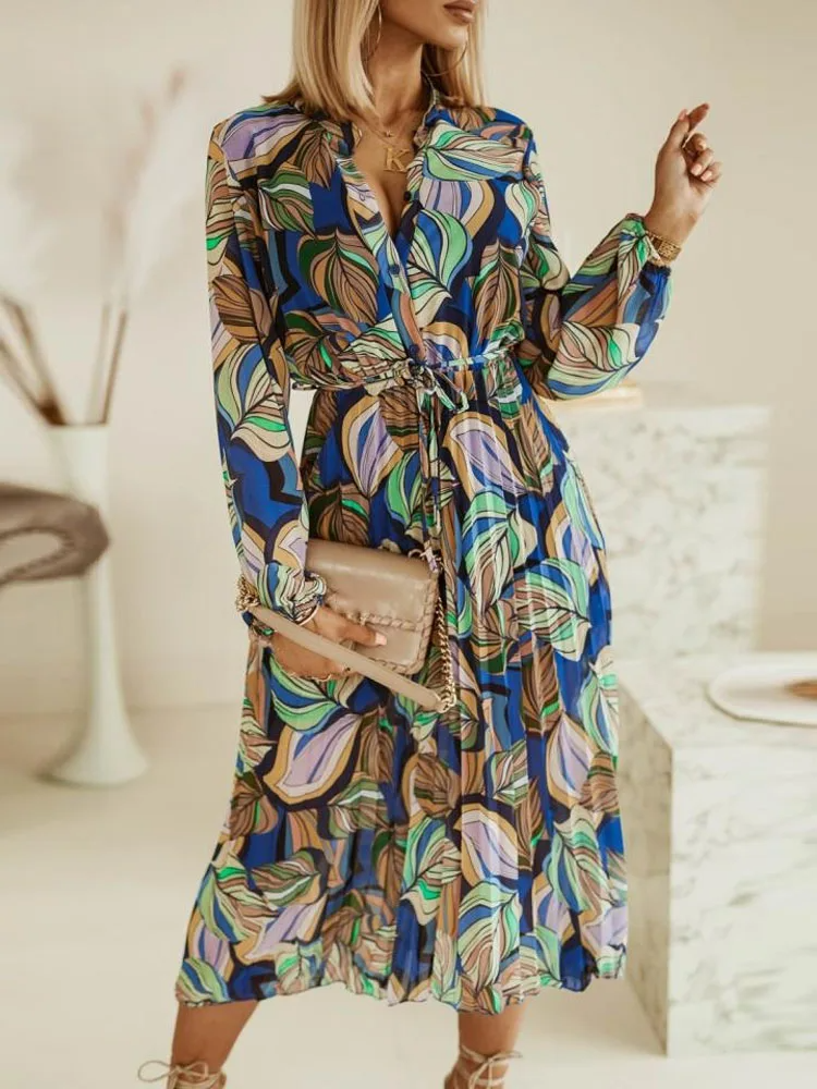 Samantha | Women's Flowy Long Sleeve Boho Maxi Dress-The Yellow Prime