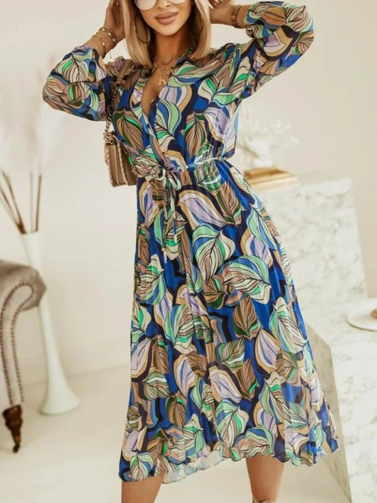 Samantha | Women's Flowy Long Sleeve Boho Maxi Dress-The Yellow Prime