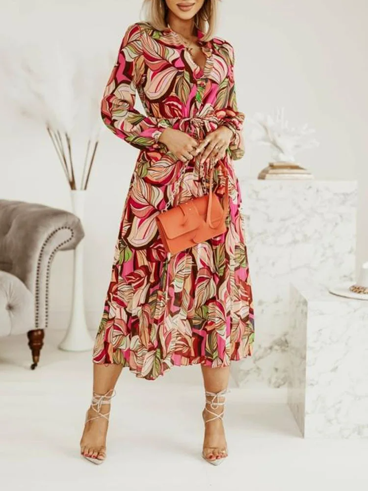 Samantha | Women's Flowy Long Sleeve Boho Maxi Dress-The Yellow Prime