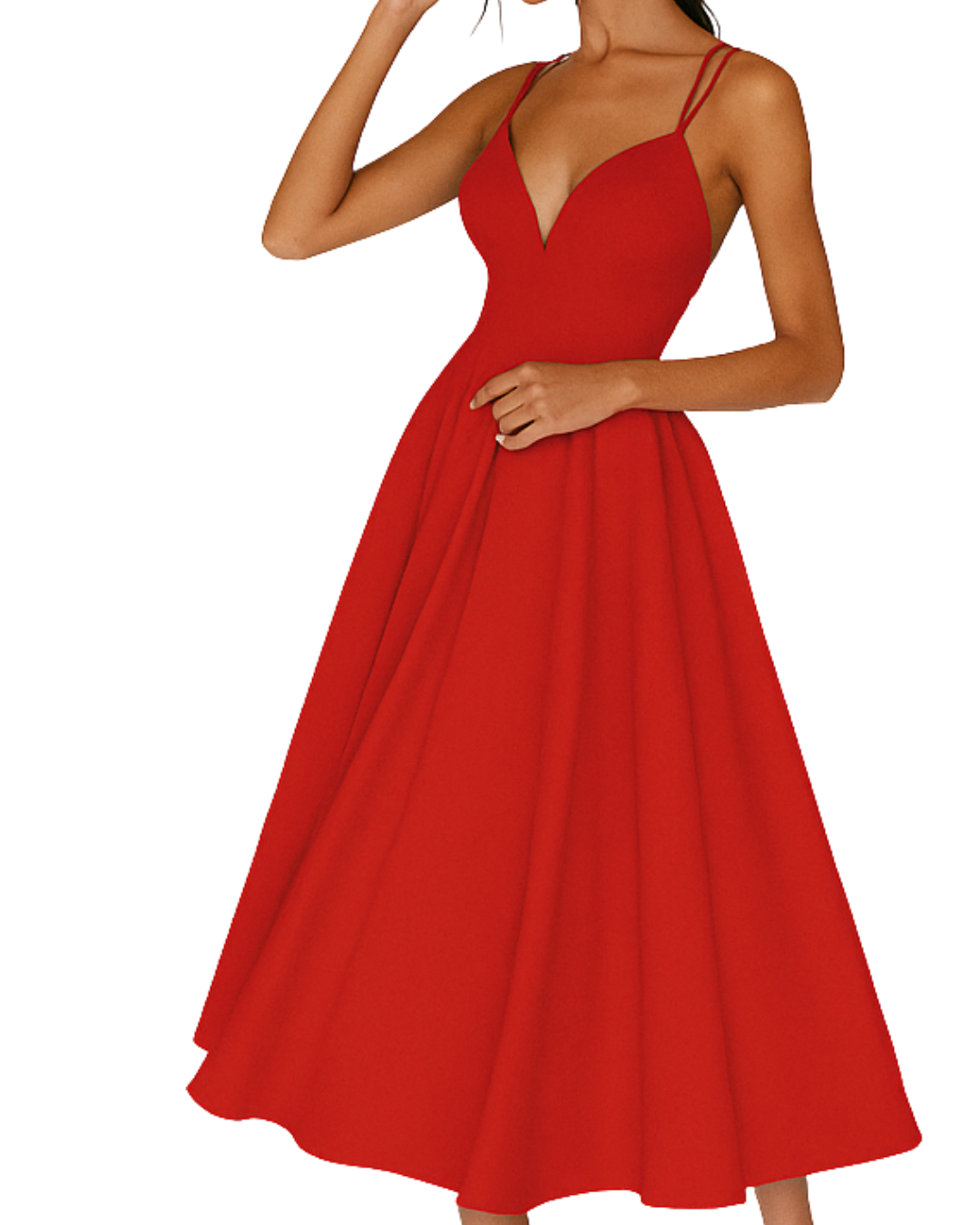 Sophia | Women's Elegant Strappy Midi Dress for Wedding Guests-The Yellow Prime