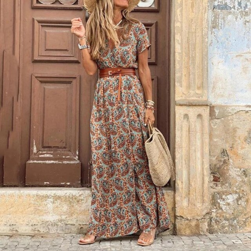 Olivia | Women's Vibrant Floral Maxi Dress for Summer-The Yellow Prime