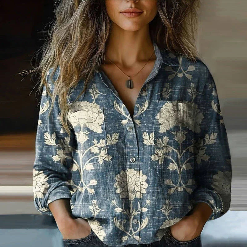 Acadia | Women's Vintage Print Blouse-The Yellow Prime
