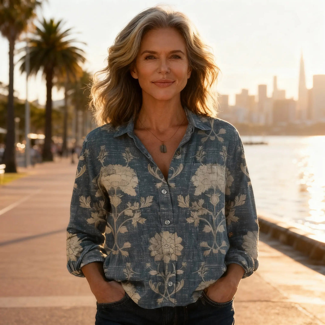 Acadia | Women's Vintage Print Blouse-The Yellow Prime