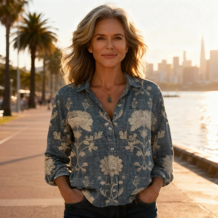 Acadia | Women's Vintage Print Blouse-The Yellow Prime