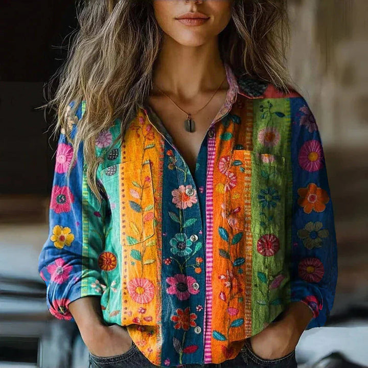 Acadia | Women's Vintage Print Blouse-The Yellow Prime
