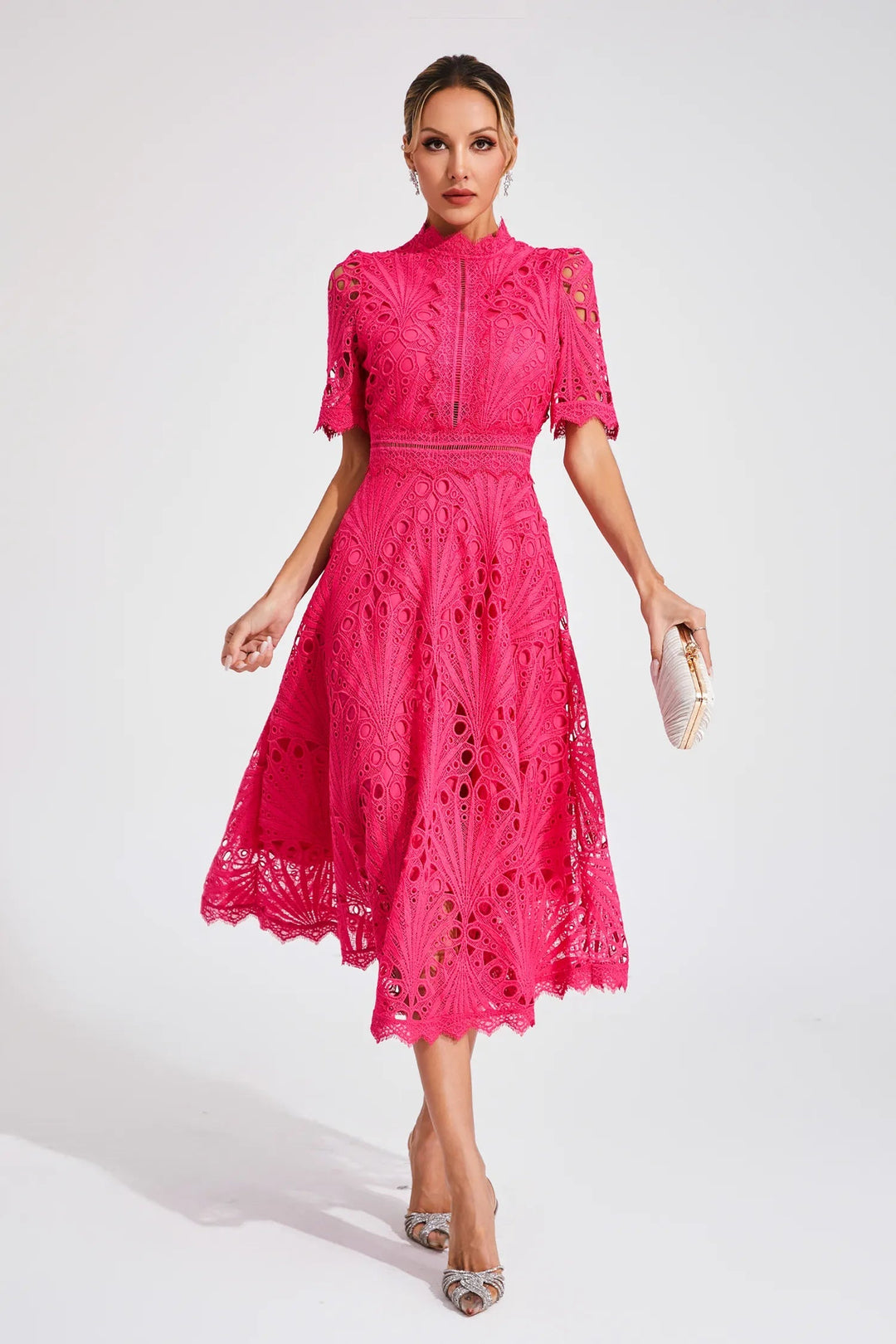 Ashley | Women's Lace Midi Dress with Elegant Design-The Yellow Prime