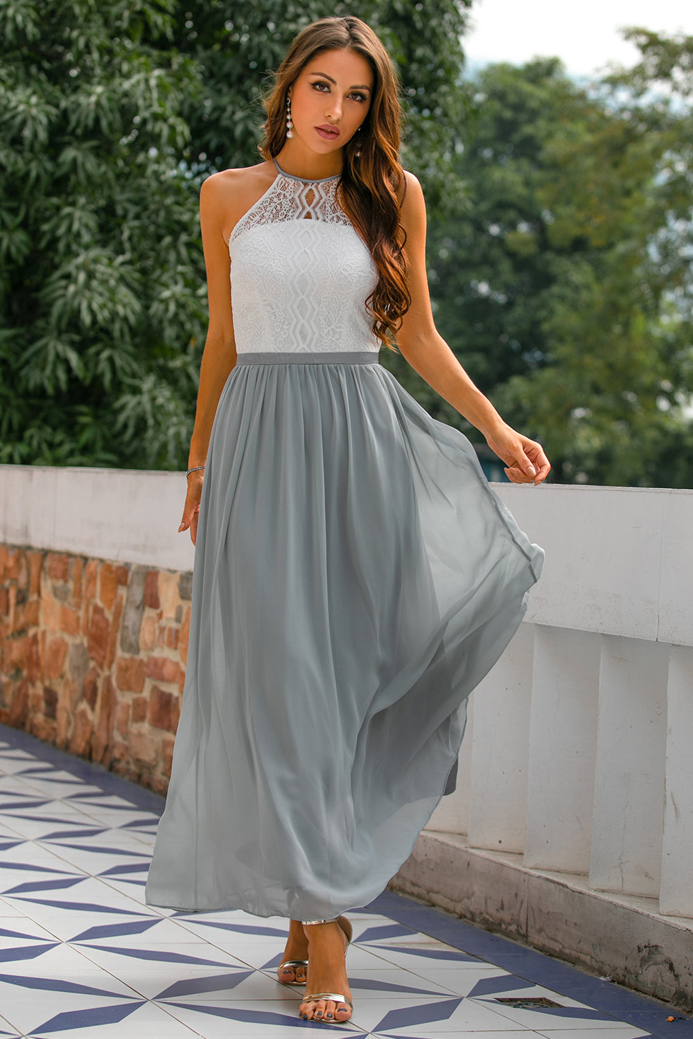 Yolanda | Women's Elegant Halter Dress for Wedding Guests-The Yellow Prime