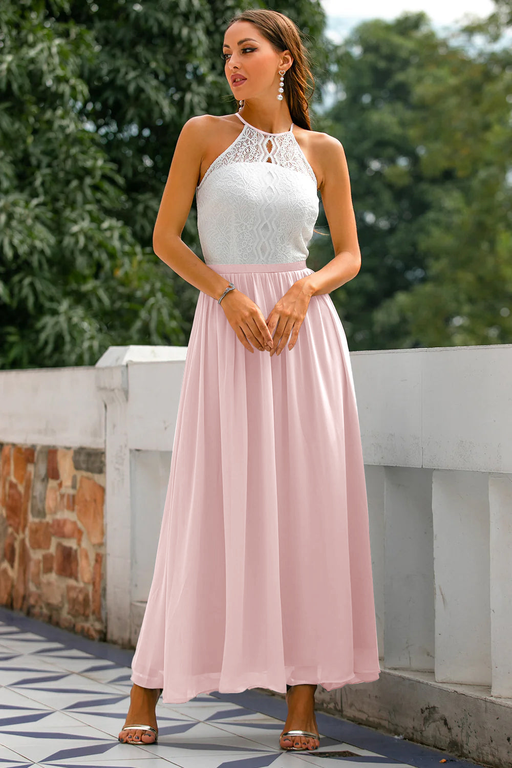 Yolanda | Women's Elegant Halter Dress for Wedding Guests-The Yellow Prime