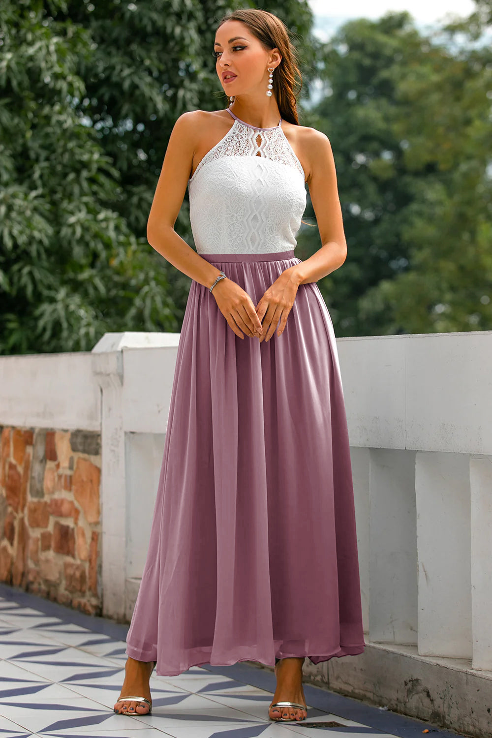 Yolanda | Women's Elegant Halter Dress for Wedding Guests-The Yellow Prime