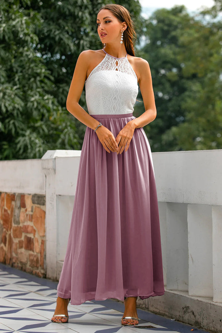 Yolanda | Women's Elegant Halter Dress for Wedding Guests-The Yellow Prime