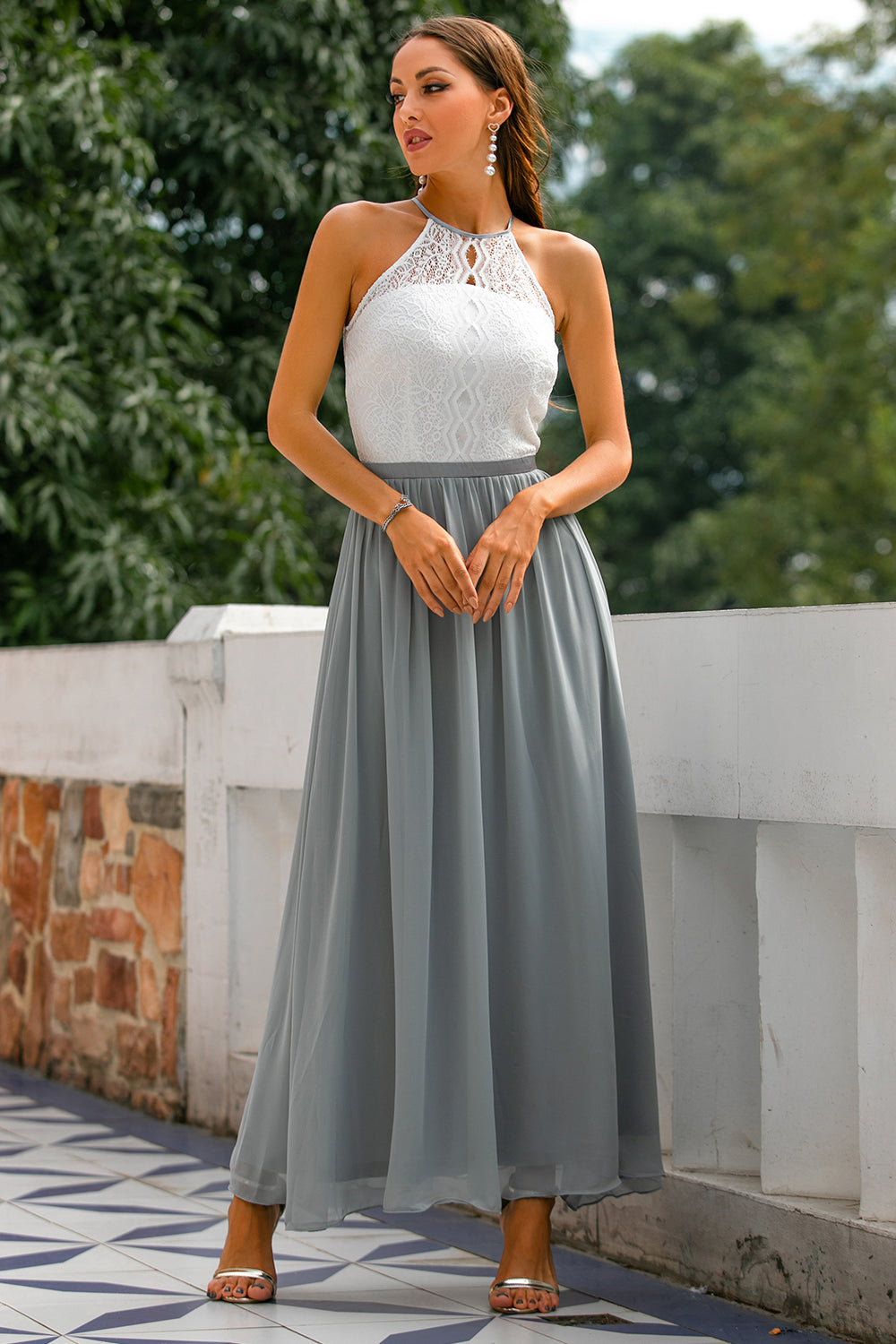 Yolanda | Women's Elegant Halter Dress for Wedding Guests-The Yellow Prime