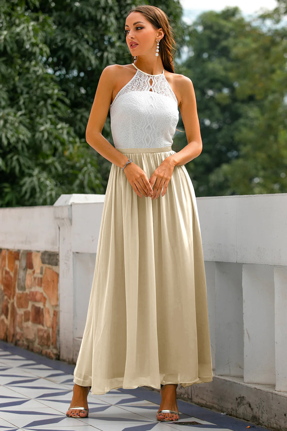 Yolanda | Women's Elegant Halter Dress for Wedding Guests-The Yellow Prime