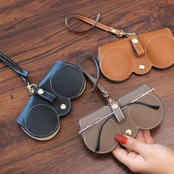 Sophisticated Women's Leather Glasses Case with Snap Closure-The Yellow Prime