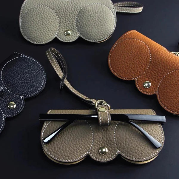 Sophisticated Women's Leather Glasses Case with Snap Closure-The Yellow Prime