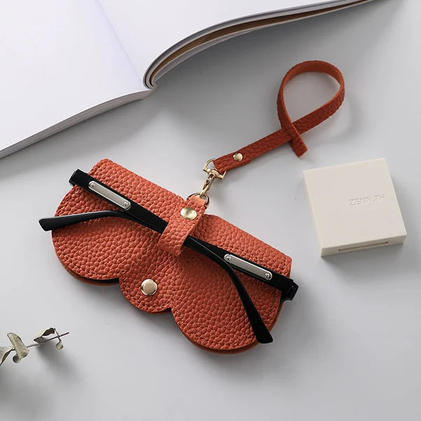 Sophisticated Women's Leather Glasses Case with Snap Closure-The Yellow Prime
