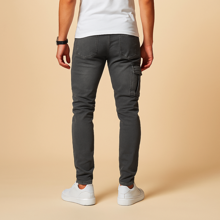 Men's Narrow Cut Cargo Pants with Multiple Pockets-The Yellow Prime