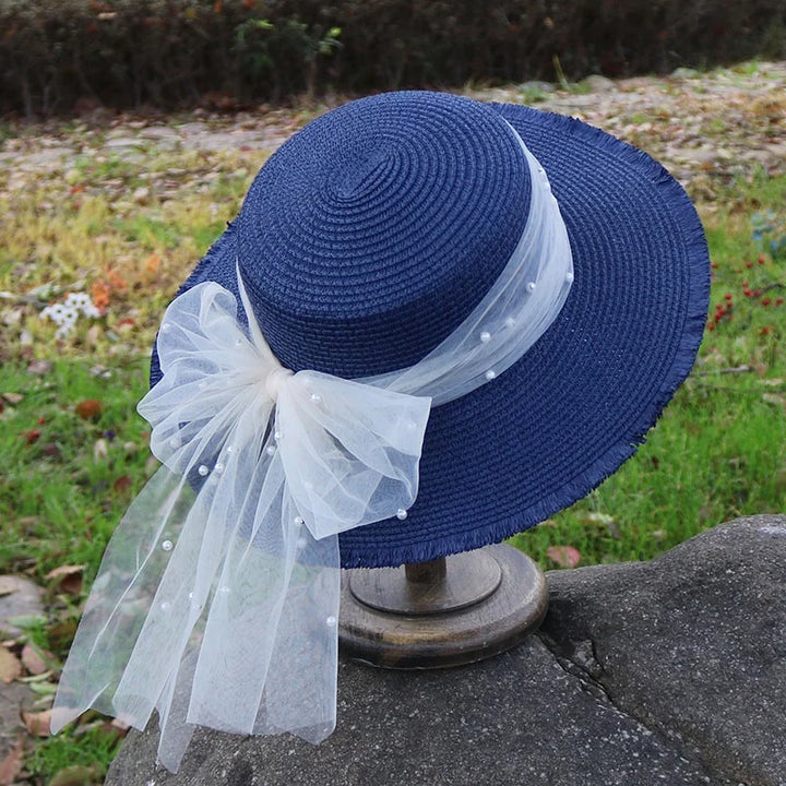 Women's Elegant French Lace Straw Hat-The Yellow Prime