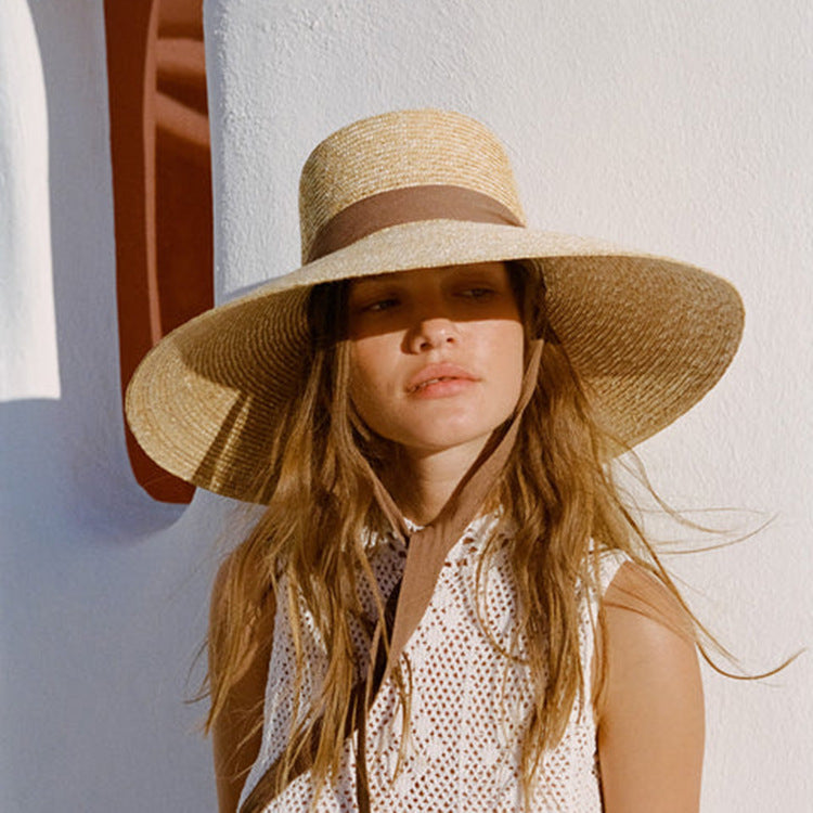 Stylish Big Brim Straw Hat for Women - Perfect Summer Vacation Accessory Lower Edge 15cm