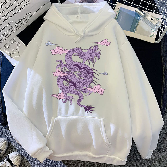 Stylish Men's Dragon Print Hoodie - Casual Cotton Pullover-The Yellow Prime