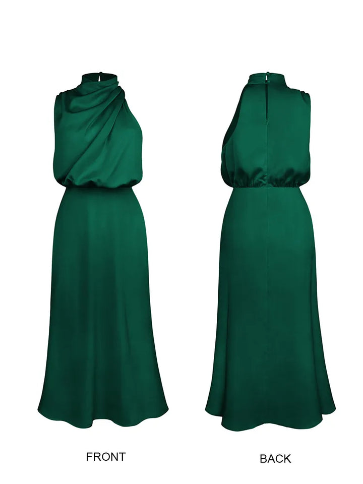 Women's Elegant Halter Midi Dress for Stylish Occasions-The Yellow Prime