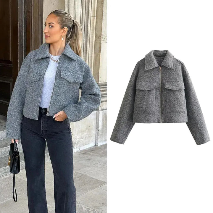 Carla | Women's Fashionable Short Autumn Jacket with Zipper