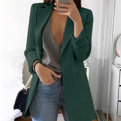Women's tailored black blazer – fitted cotton blend for meetings-The Yellow Prime