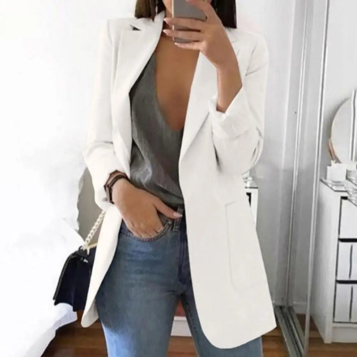 Women's tailored black blazer – fitted cotton blend for meetings-The Yellow Prime