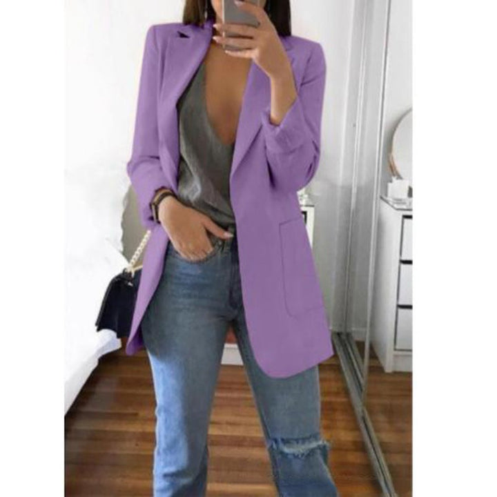 Women's tailored black blazer – fitted cotton blend for meetings-The Yellow Prime