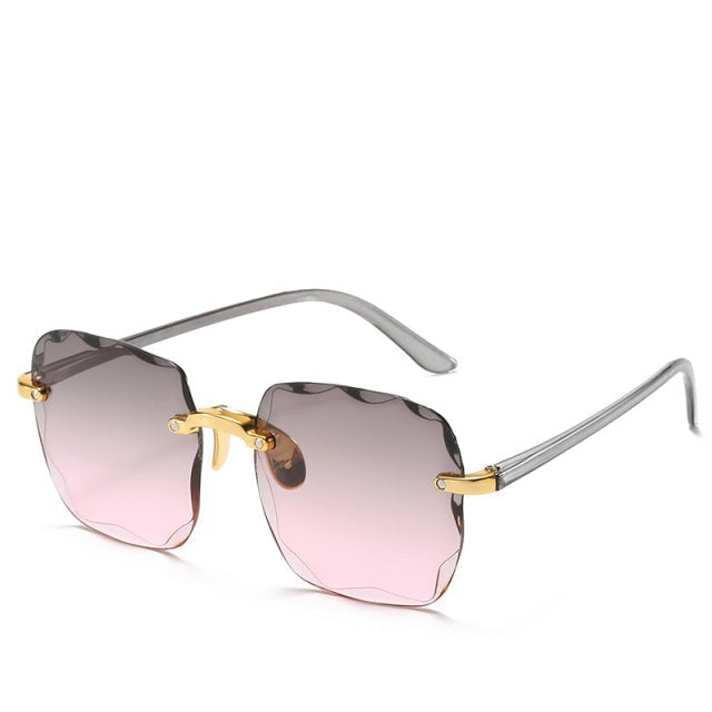 Women's Lightweight Rimless Sunglasses – Vintage Square Design, UV400-The Yellow Prime