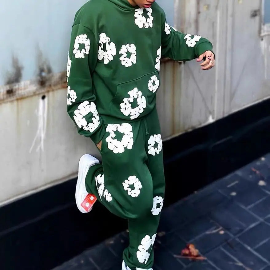 Unisex Floral Tracksuit Set – Casual Fashion Matching Outfit-The Yellow Prime