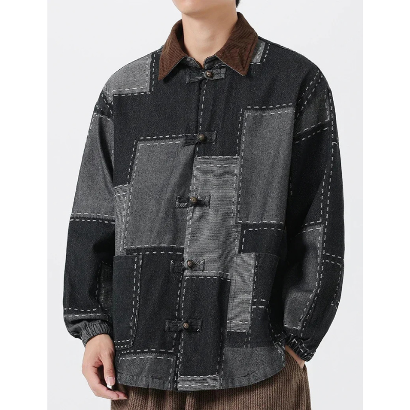 Men's Patchwork Denim Jacket - Thornhill Style-The Yellow Prime