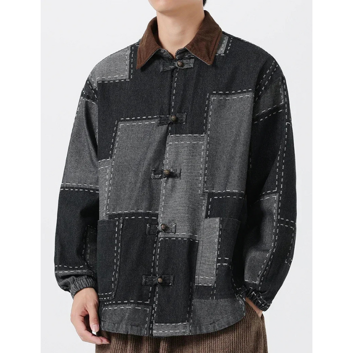Men's Patchwork Denim Jacket - Thornhill Style-The Yellow Prime