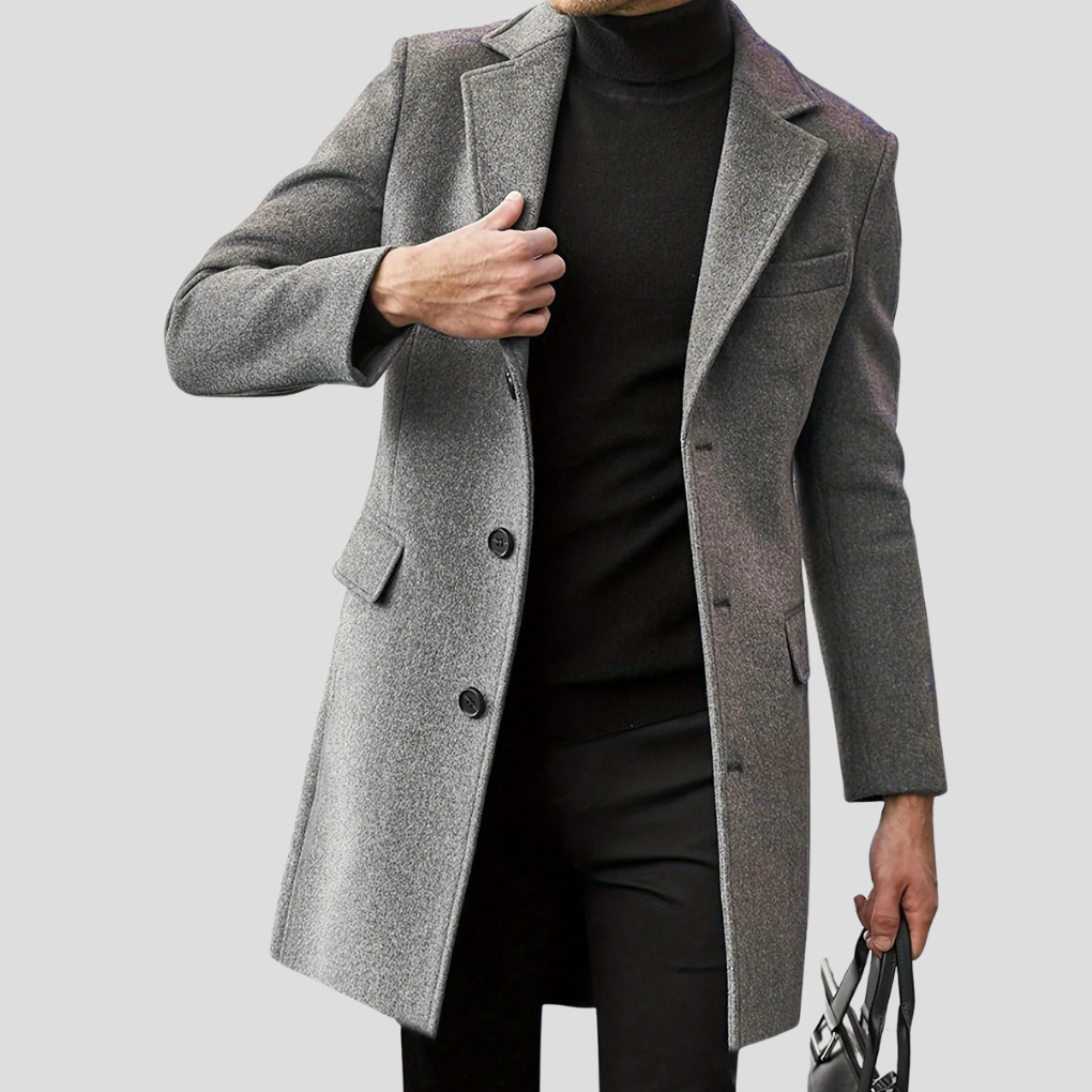 Men's Stylish Classic Revere Overcoat for Timeless Elegance