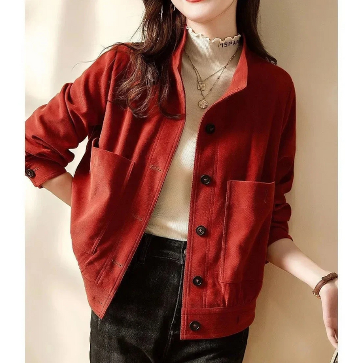 Women's Velvet Button-Up Jacket-The Yellow Prime
