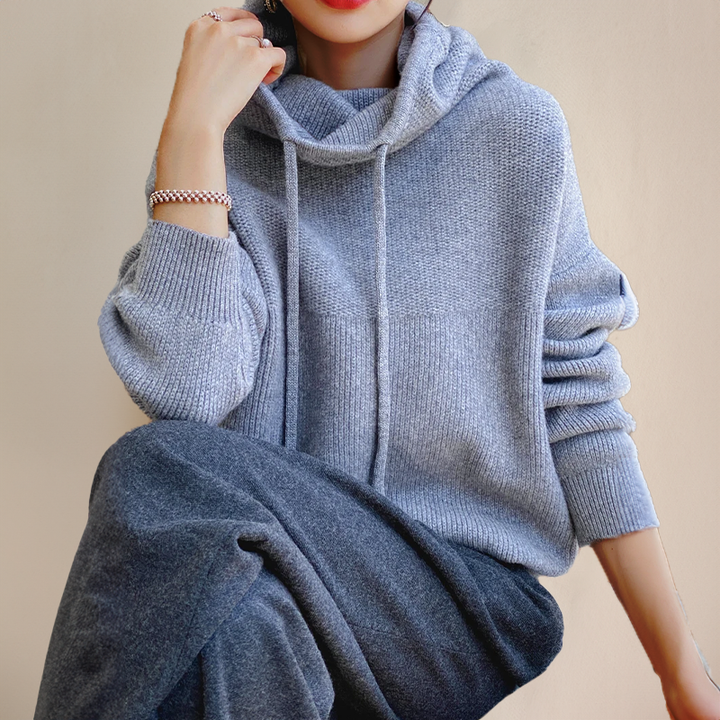 Women's Soft Knit Hoodie with Oversized Fit and Drawstring