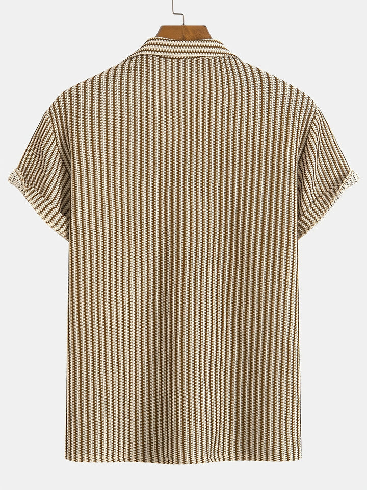 Vann | Stylish Striped Men's Button-Up Shirt-The Yellow Prime