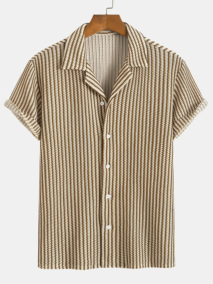 Vann | Stylish Striped Men's Button-Up Shirt-The Yellow Prime