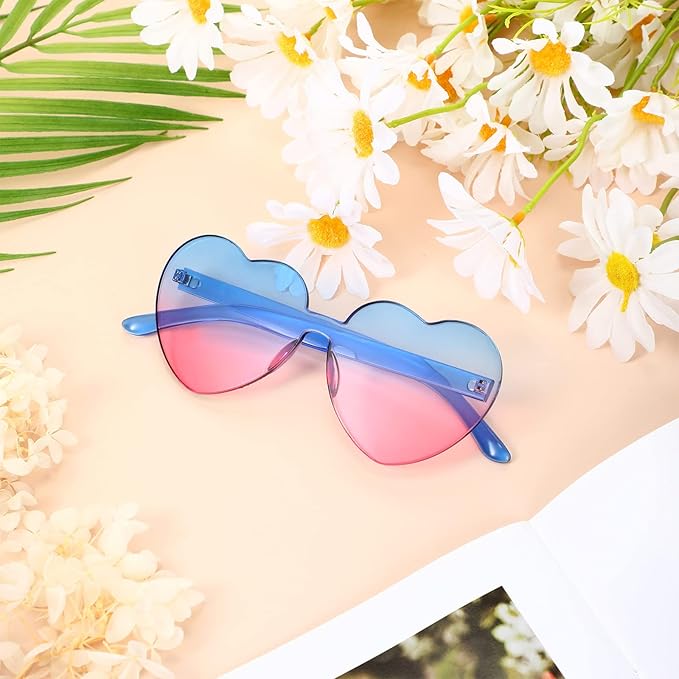 Women's Lightweight Heart-Shaped Sunglasses - Rimless Design, Clear Lenses-The Yellow Prime