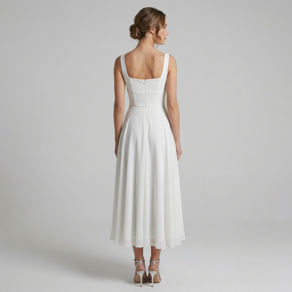 Victoria | Women's Elegant Square Neck Wedding Guest Dress-The Yellow Prime