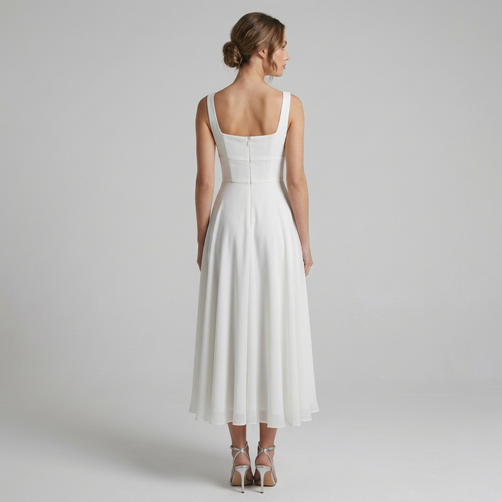 Victoria | Women's Elegant Square Neck Wedding Guest Dress-The Yellow Prime