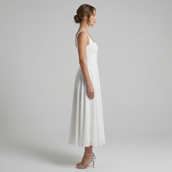 Victoria | Women's Elegant Square Neck Wedding Guest Dress-The Yellow Prime