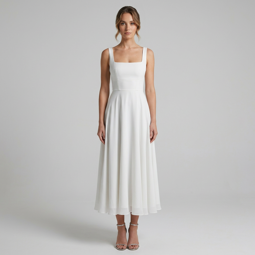 Victoria | Women's Elegant Square Neck Wedding Guest Dress-The Yellow Prime