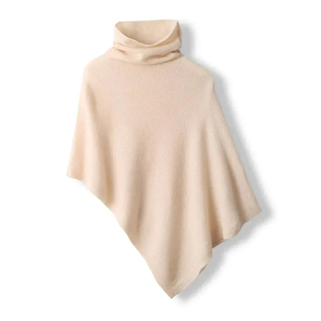 Women's Soft Wool Poncho - Turtleneck, Pointed Hem, Stylish Layering-The Yellow Prime