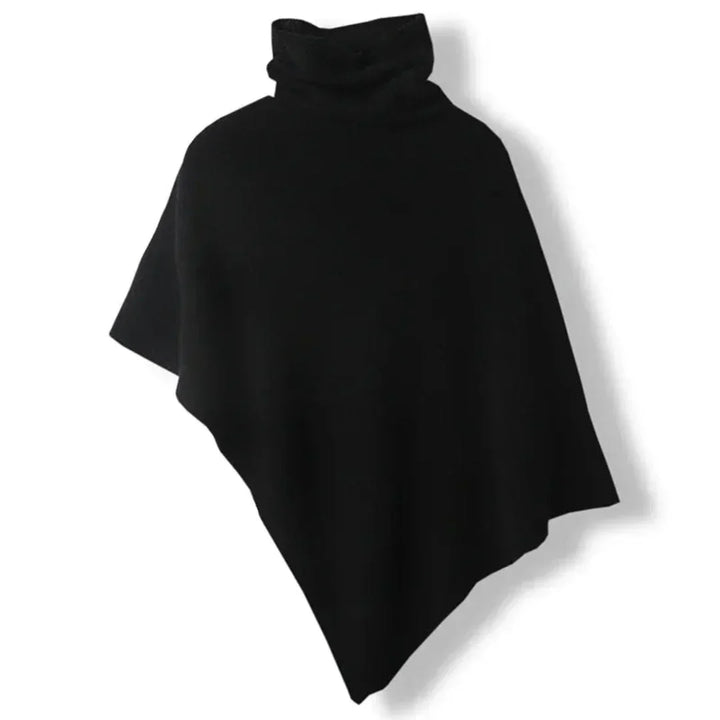 Women's Soft Wool Poncho - Turtleneck, Pointed Hem, Stylish Layering-The Yellow Prime