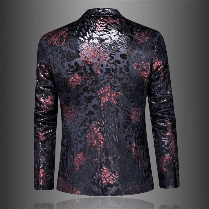 Chaqueta blazer de jacquard floral metálico para hombre
