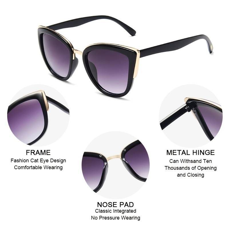 Women's Lightweight Cat Eye Sunglasses - UV400 Protection, Trendy Design-The Yellow Prime