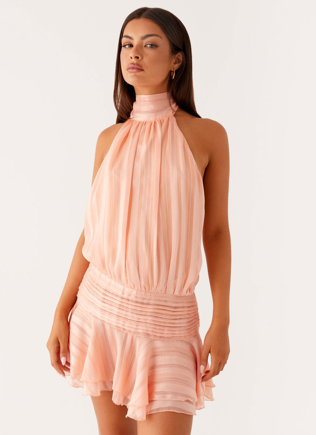 Viveca | Women's Ruffled Halter Neck Mini Dress-The Yellow Prime