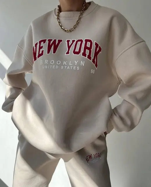 Men's Oversized Sweater and Jogger Set with New York Print
